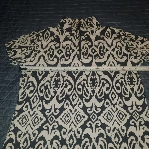 IBKUL Size M DOREEN Black & White Short Sleeve Mock 1/4 Zip Golf Shirt - Picture 6 of 7